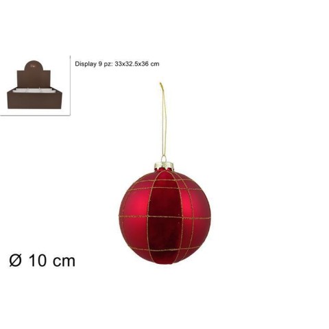 SFERA VETRO D10 ROSSA QUADRI F